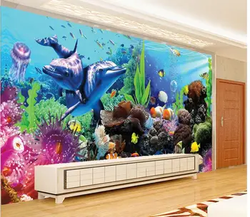 Cameră 3d tapet personalizat foto murală stereo pești tropicali de acvariu 3d picturi murale tapet pentru camera de zi decor acasă