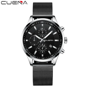 Ceasuri barbati CUENA Top Brand de Lux Albastru Impermeabil Ceasuri Ultra Subțire Data de Simplu Casual Cuarț Ceas Pentru Bărbați Sport Ceas