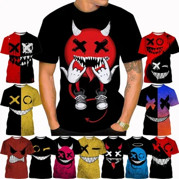 Cel mai bun de vânzare Mic Diavol Expresie de Imprimare 3D Tricou Europene și Americane pentru Bărbați T-shirt Amuzant Hip-hop Scurt SleeveTop