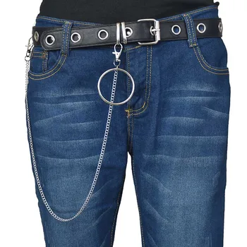 Cheie Lanț Punk Pantaloni Femei Man Jeans Rock Pantaloni Cheie Inel Nou Multistrat Lanțuri HipHop Strada Pant