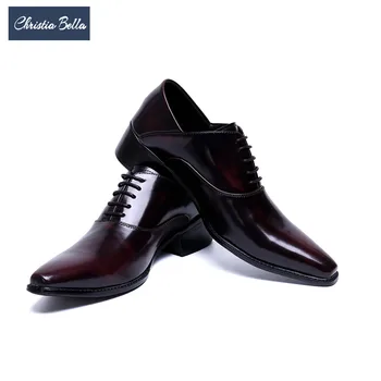 Christia Bella Om Formale Rochie Pantofi pentru Bărbați Real din Piele Dantela-up Pantofi de Afaceri Noi de Marirea de Înălțimea de Moda a Subliniat Toe Pantofi