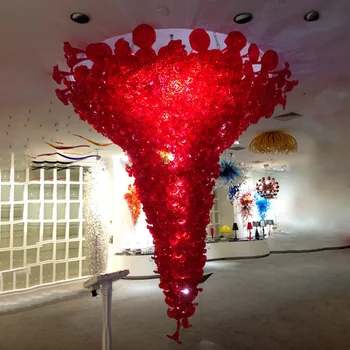 Clasica Floare Roșie Candelabru de Iluminat Moderne de Mână cu sufletul la gură Sticla de Murano Candelabru pentru Decorare Arta de 40 de 120 Cm