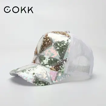 COKK Șapcă de Baseball pentru Femei Pălării de Vară Pentru Femei Snapback Paiete Capac Plasă Gorro Palarie de Soare Moda Casual în aer liber Reglabil Bling