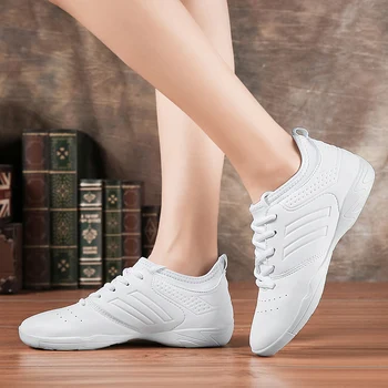 Competitive aerobic pantofi cu talpă Moale Respirabil majorete pantofi de Femei de formare concurs de Dans pantofi pantofi Albi