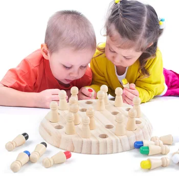 Copii De Învățare De Învățământ Jucarii Copii Jucarii Din Lemn Puzzle-Uri De Memorie De Culoare Meci De Șah Joc Intelectual Pentru Copii Jocuri De Societate