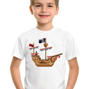 copil amuzant tricou baieti t shirt craniu Pirat Navă grafic copii tricou baiat tricouri topuri de vara pentru fete tricouri copii haine