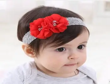 coreea accesorii de par pentru copii manual, tesatura sifon flori de păr benzi nou-născut Dantelă de moda elastic banda de păr