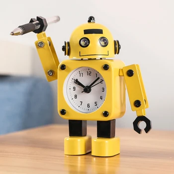 Creatie Robot Ceas Cu Alarma Mic Cadou Noptiera Ceas Mic Dormitor Copii Decor Ceas Deșteptător Decor Decor Acasă