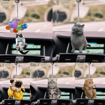 Creative Animale Auto Agățat Pandantiv Ornament Pisică Câine Figura Mașină De Decor Interior