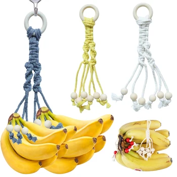 Creative Handmade Sfoara Bumbac Țesute Cârlig Șirag de mărgele de Lemn Banana de Afișare Agățat de Fructe Cârlig de Magazin Home Accesorii Bucatarie