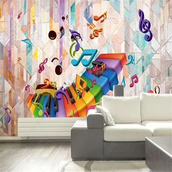 Creative Tapet 3d pentru Camera de zi Colorate Zid de Cărămidă Muzică Colorat Graffiti Canapea Fundal gazete de Perete Home Decor Mural