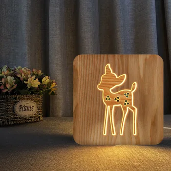 Crăciun Cerb Sika în Formă de Lemn Masiv 3d Lampa Creative Usb cu Led-uri Lumina de Noapte pentru Copii Xmas Cadou de Ziua Acasă Decorare Dormitor