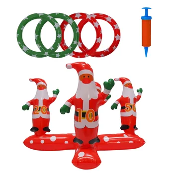 Crăciun fericit Arunca Inelul Joc Amuzant Mos craciun Gonflabil Sport în aer liber Jucărie Pentru Copii de Craciun Cadou de Anul Nou