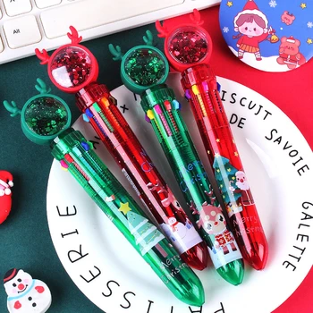 Crăciun Zece culori de Stilou Drăguț Apăsați Pix Copil de Vacanță Cadou de Crăciun Decor Pentru Acasă Ornament