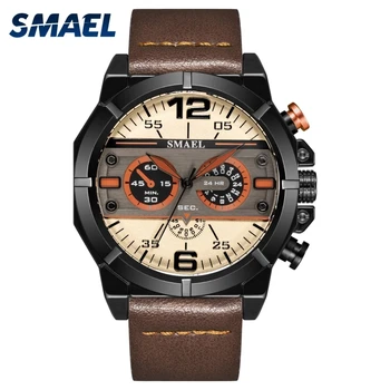 Cuarț Ceas de mână pentru Bărbați din piele Brand SMAEL Watch Mens Ceasuri de afaceri 9074 Impermeabil Relogio Masculino Ceasuri