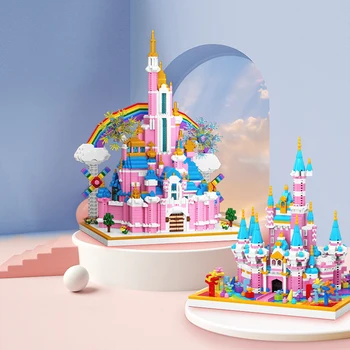 Curcubeu Castelul De Diamant Blocuri Disney Princess Magic Castle Micro Cărămizi Cifre Vis Jucării Pentru Copil Cadou