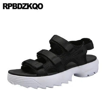 Curea Adidasi Sport De Alunecare Pe Papuci Cu Platforma Negru Diapozitive Roman Plasă De Designer De Bărbați Sandale Gladiator Pantofi De Vara Moda