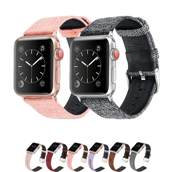Curea din Piele pentru apple watch band 44mm 40mm 42mm 38mm Tesatura Panza watchband pentru iwatch correa seria 6/SE/5/4/3/2