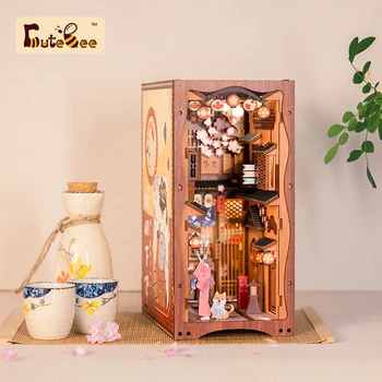 CUTEBEE DIY Carte Nook Kit de Flori de Cires Japonez casă de Păpuși în Miniatură Carte, Colț pentru Cadouri de Craciun
