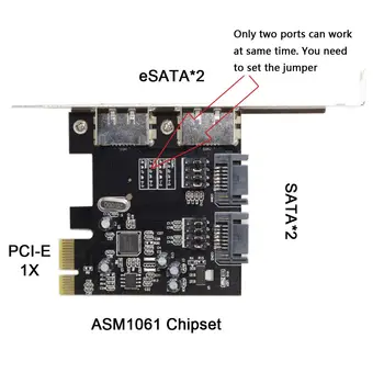 CY PCI-E La 4 Porturi SATA 3.0 ESATA PCIE SATA3 6Gbps Card de Expansiune PCI-E Adaptor Negru