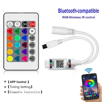 DC 5V 12V 24V BT LED RGB Controller compatibil Bluetooth 4.0 & 24key IR de la Distanță fără fir pentru 2835 SMD 5050 RGB LED Strip lumina