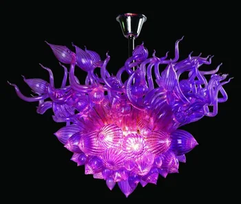 De lux de Culoare Violet Europa Stil de CONDUS lucrate Manual din Sticlă Suflată Candelabru de iluminat