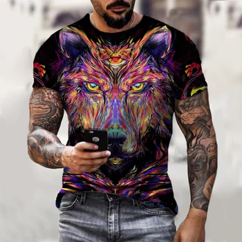 De vară pentru Bărbați Și Femei 3D Tigru Leu Imprimate T-Shirt, la Modă Gât Rotund Maneca Scurta, Haine de Stradă, Hip-Hop-ul T-Shirt