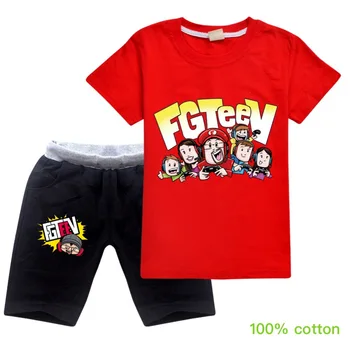 Desene animate FGTEEV T Shirt Copii T-shirt de Vara + Pantaloni Sport 2 buc Seturi de Îmbrăcăminte pentru Copii Baby Boy Haine Fete Haine