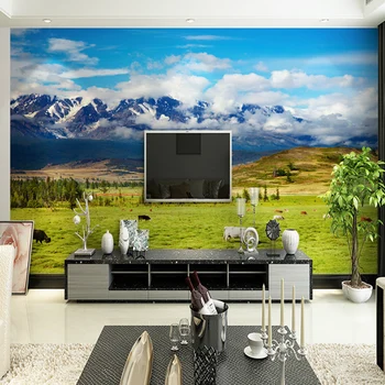 Dimensiuni personalizate 3D living, dormitor, sala de mese TV fond pastoral peisaje naturale prerie tapet mural PVC mătase