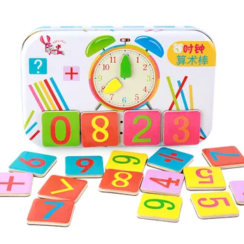 Din lemn pentru copii cutie de fier conta numărul stick jucarii educative pentru copii de gradinita matematica matematica jucarii educative