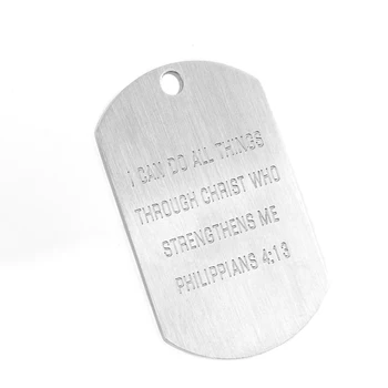Din oțel inoxidabil Isus Biblia Filipeni 4:13 suprafata mata 22x36mm militare etichete gravate lanțuri de șirag de mărgele cu ridicata 10buc
