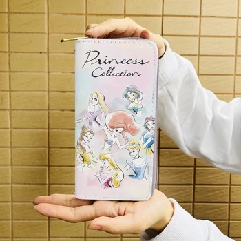 Disney Princess 0371 Anime Portofel Desene Animate Portofele Monede Cu Fermoar Geanta Casual, Posete Card Cadou Unisex