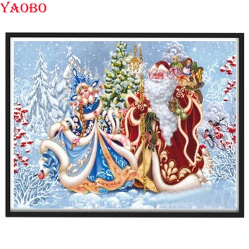 DIY 5D diamant broderie Moș Crăciun și fată de zăpadă scena diamant pictura cruciulițe diamant mozaic Decor de perete navidad Cadou