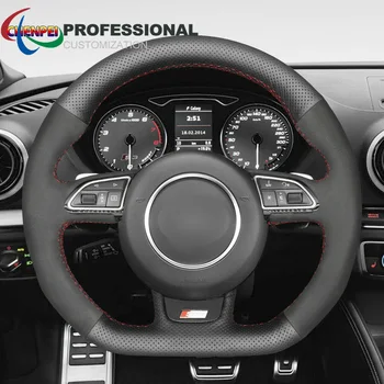 DIY de Mână-Cusute Non-Alunecare din Piele Neagra de piele de Căprioară Masina Capac Volan Pentru Audi A5 A7 RS RS 5 7 S3 S5 SQ5 Auto Accesorii de Interior