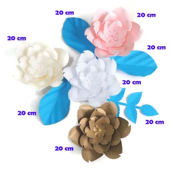 DIY Flori Artificiale Fleurs Artificielles Fondul Uriaș de Hârtie a Crescut de 4 BUC + 4 Frunze De Nunta Decor Petrecere Copil de Dus