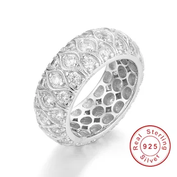 Doamna Solide Argint 925 inel de Nunta Vintage CZ Bijuterii Deschide Simulat Diamant pictura plină de Inele Pentru Femei Fata cadou