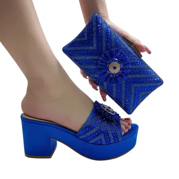 doershow frumos, Pantofi și Geantă Set Africane Seturi Culoare albastru Italian de Pantofi Geanta Set cu Stras de Înaltă Calitate! STW1-17
