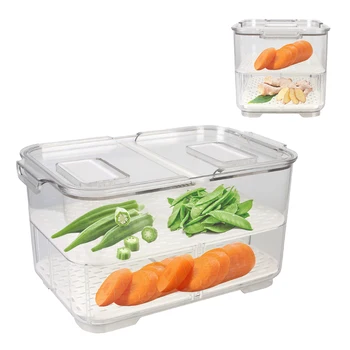 Două layer-4.5 L Cu Capac Bucătărie, Congelator Separat Sigiliu Bin Pentru Legume Fructe Carne Proaspătă Frigider Containere de Depozitare a Alimentelor