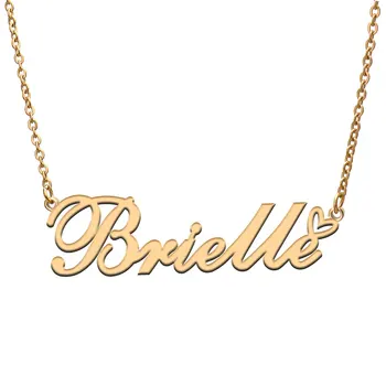 Dragoste Inima Brielle Numele Colier pentru Femei din Oțel Inoxidabil, Aur & Argint Plăcuța Pandantiv Femme Mama Copilului Fetele Cadou