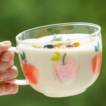 Drăguț Lapte O Cană De Sticlă Transparentă De Ceai Și Cafea Fete Desert Suc De Fructe Bea O Cană De Sticlă Animal Mic Dejun Copos De Vidro Drinkware 5