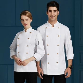 Dublu Rânduri Bărbați Femei Bucătar Bucătărie Panificatie Hotel Chef Jacheta Alimentare Servicii de Catering Restaurant Sushi de Gătit Costum