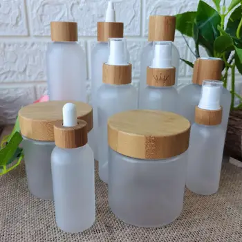 Eco friendly reîncărcabile Cosmetic 250ml 150ml clar mată borcane din material plastic cu lemn de bambus capac crema de corp recipient pentru sare de baie cu Oala