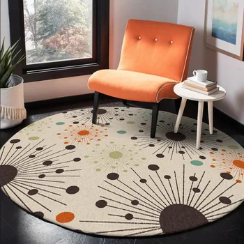 Elegant, modern, portocaliu-maro punct de artă abstractă ray circular camera de zi dormitor non-alunecare mat covor