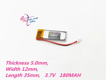 en-gros de 10 buc 501235 3.7 V 180mAh baterie JST 1.25 mm 2 pin Litiu-Polimer LiPo baterie Reîncărcabilă Pentru Mp3 bluetooth GPS mobil