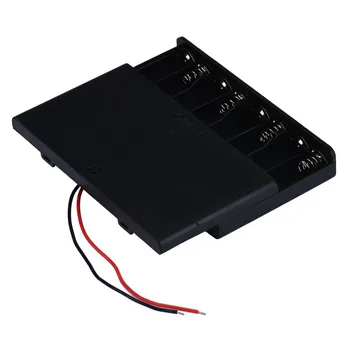 En-gros de înaltă calitate Negru din Plastic 8 x AA Baterie Suport Conector de Depozitare Cutie de Caz Comutator ON/OFF Cu Fir de Plumb 5pcs/lot