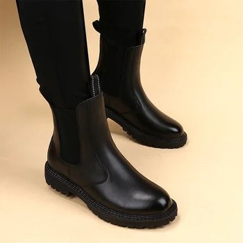 faimosul brand barbati casual cizme de cowboy toamna iarna pantofi platforma negru chelsea cizme originale, din piele botas scurt bottes hommes