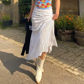 faldas mujer moda 2022 Dantela Model Floral Doamnelor cu Fermoar Talie Mare fuste Lungi pentru femei de Moda Plajă y2k Haine