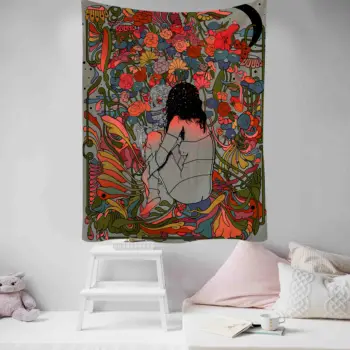 Fată goală tapiserie Cameră decor kawaii cameră decor Agățat de Perete Boho decor estetic Macrame Vrăjitorie Tapiserie
