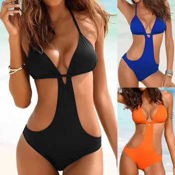 Femei Bikini 2021 Push-Up Bandaj Căptușit-O Bucata Costum De Baie Bikini Set Solid De Costume De Baie Monokini Swimsuit De Plajă, Îmbrăcăminte De Plajă