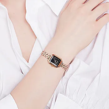 Femei Ceas de Moda coreeană Dreptunghiulara cadran din metal Otel curea Bratara doamna încheietura cuarț ceas